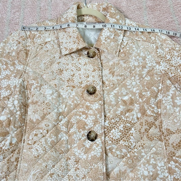 Chicos Floral Quilted Women's Jacket Cream White Size 3 (16/18) - Picture 7 of 13